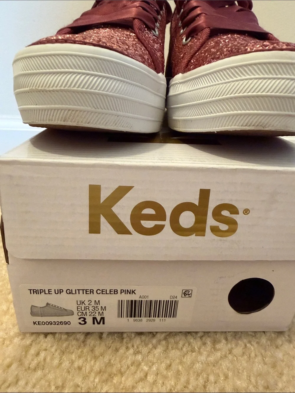 Keds Glitter Triple Up Sneakers - Rose Pink - worn 2x